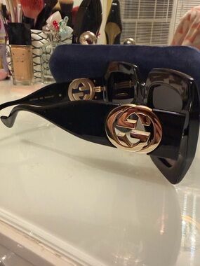 Gucci Black Sunglasses with Gold Double-G Accent